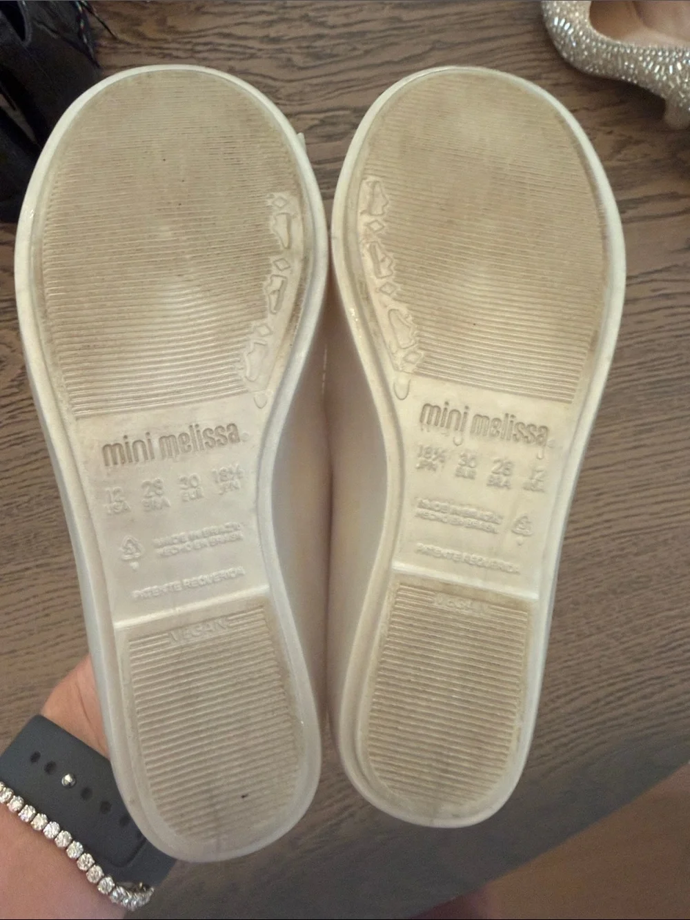 Mini Melissa Cream Girls' Princess Bow Sandals with Crown Accent